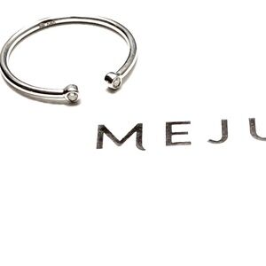 Mejuri 14k White Gold Double Diamond 
Open Ring Size 7